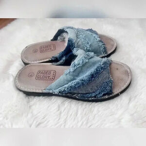 Vintage 90s Y2k Faded Glory Denim Slip On Sandals
